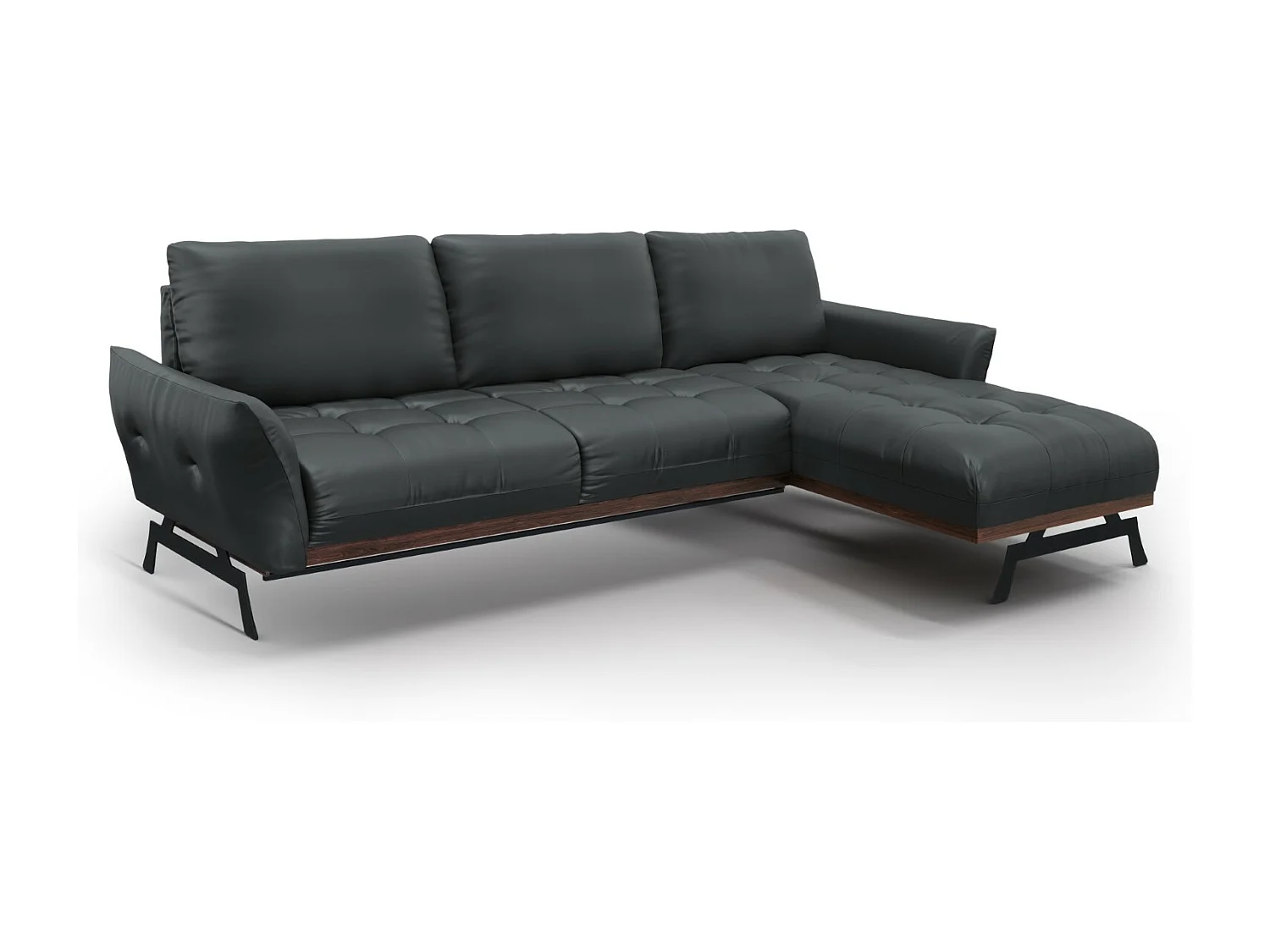 CXL by Christian Lacroix - Narożnik prawy panoramiczny, "Olivier" 4 miejsca skóra naturalna, niebieski szary - 264x171x87cm