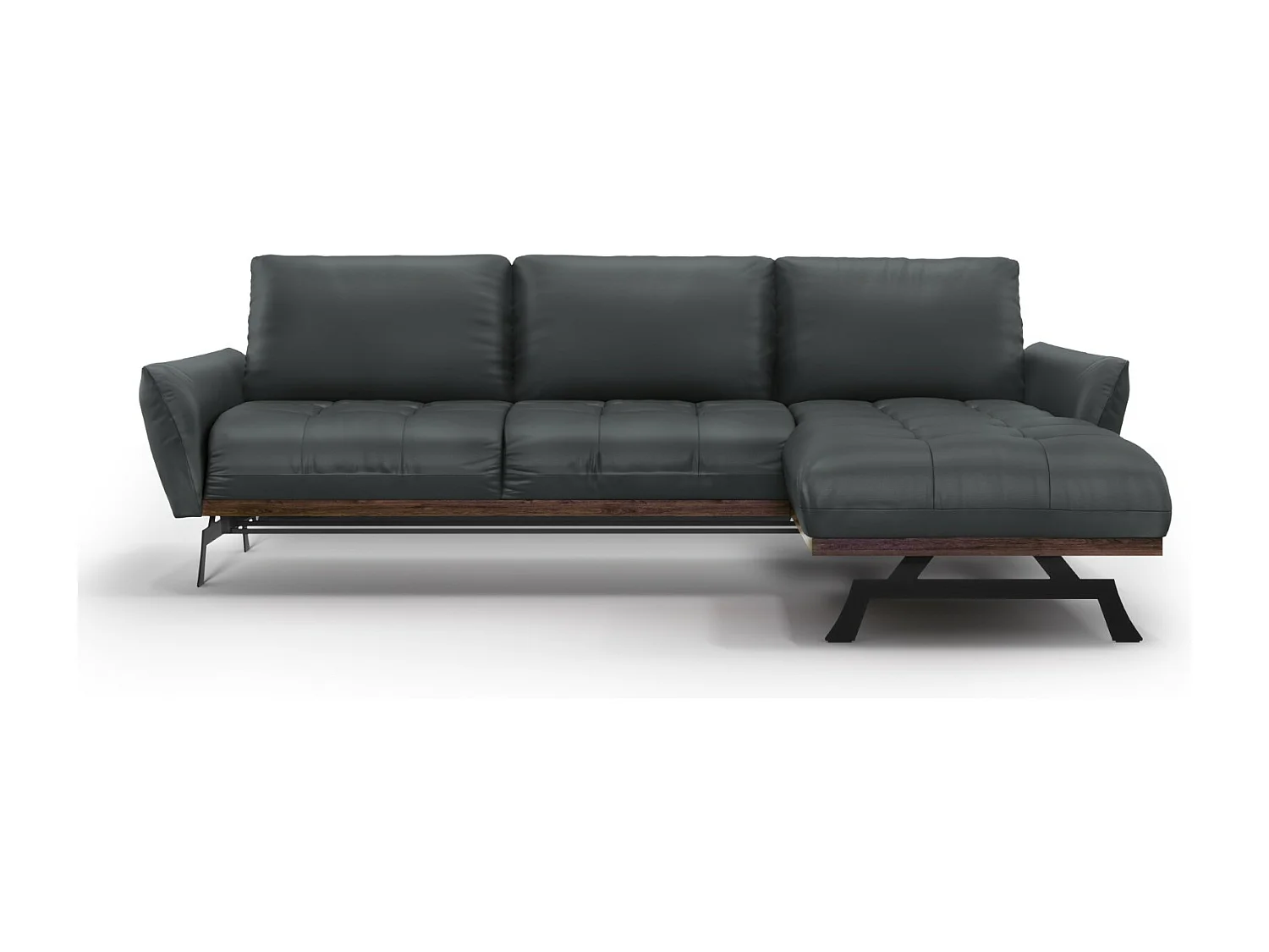 CXL by Christian Lacroix - Narożnik prawy panoramiczny, "Olivier" 4 miejsca skóra naturalna, niebieski szary - 264x171x87cm