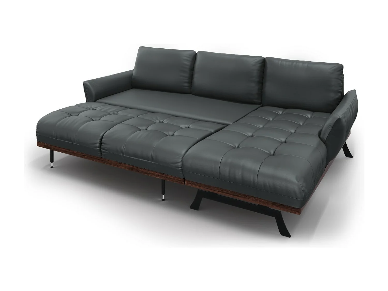 CXL by Christian Lacroix - Narożnik prawy panoramiczny, "Olivier" 4 miejsca skóra naturalna, niebieski szary - 264x171x87cm