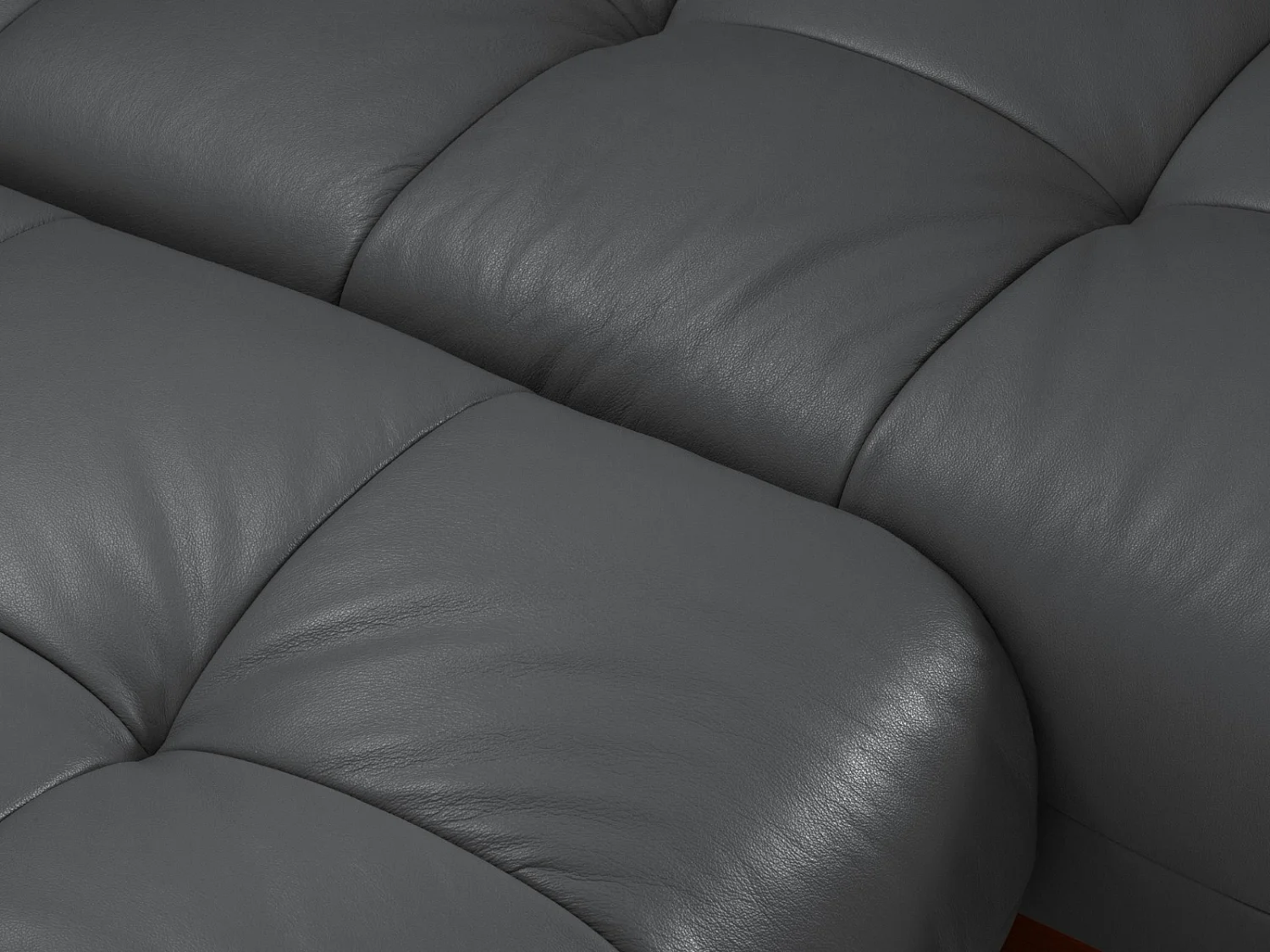 CXL by Christian Lacroix - Narożnik prawy panoramiczny, "Olivier" 4 miejsca skóra naturalna, niebieski szary - 264x171x87cm