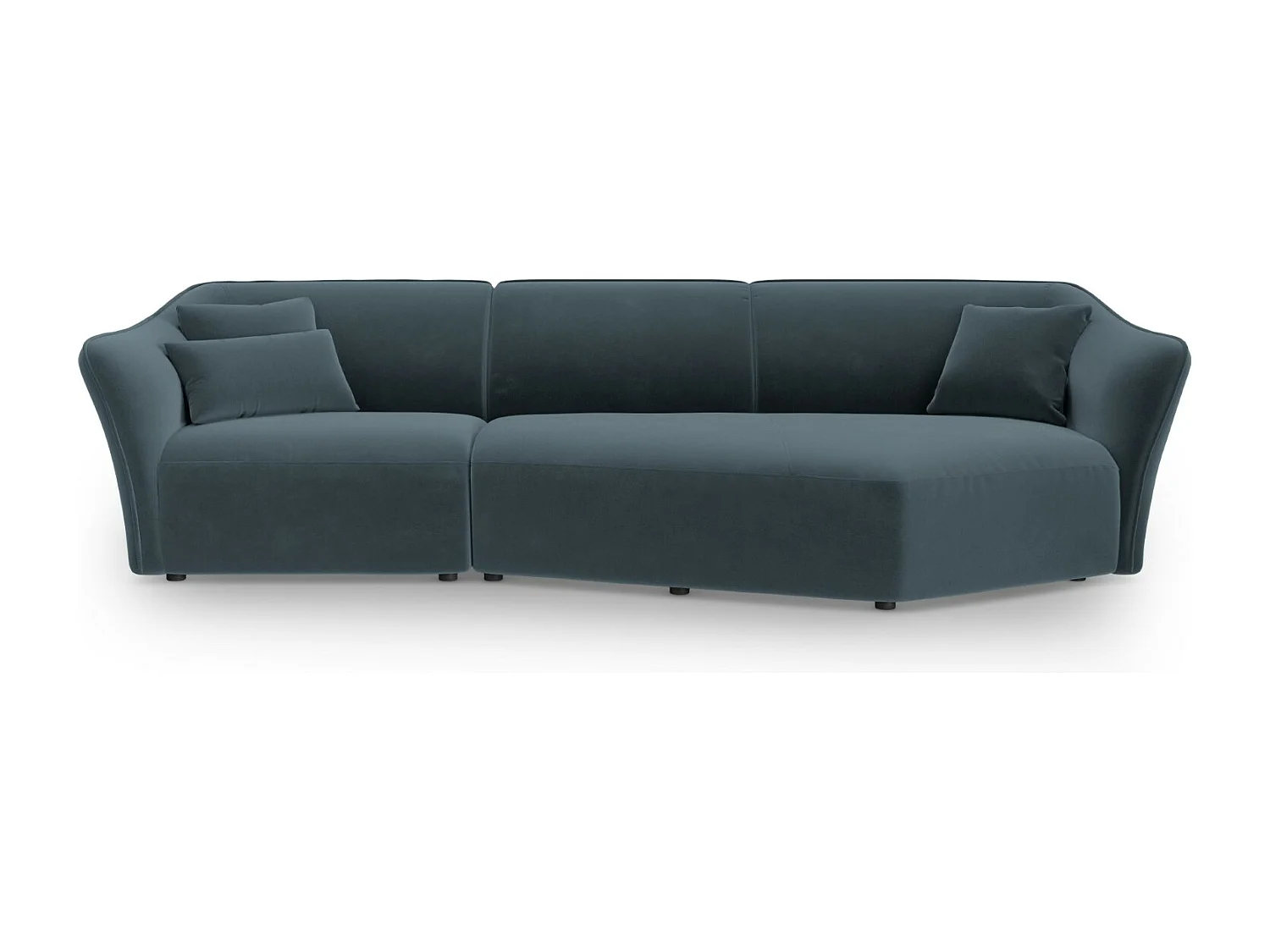 Cosmopolitan Design - Narożnik prawy panoramiczny, "Tokyo" 5 miejsc welur, niebieski pastelowy - 292x138x79cm