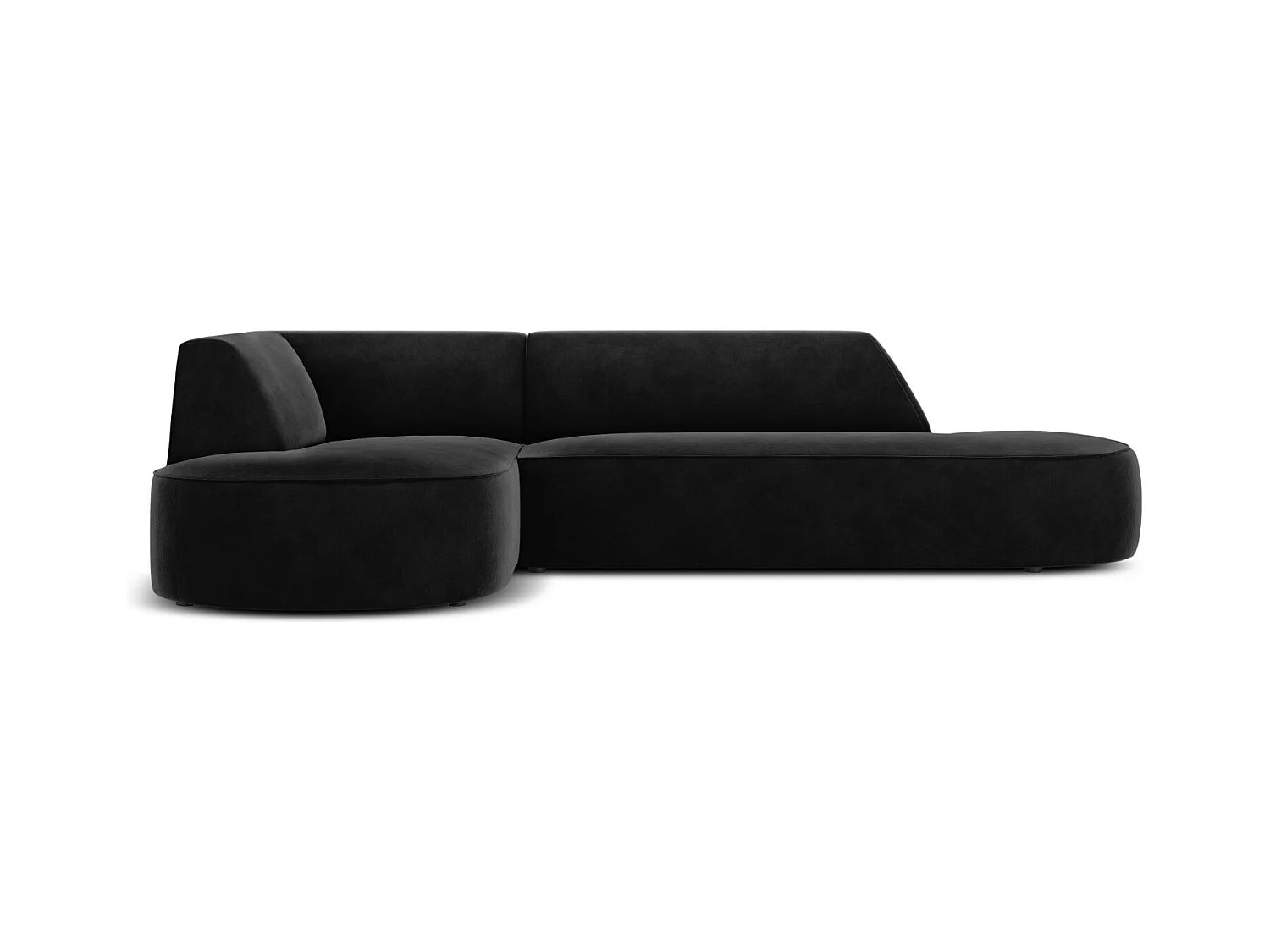 CXL by Christian Lacroix - Linker hoekbank "Charles" 4 zitplaatsen, Flueel, Zwart - 273x180x69cm