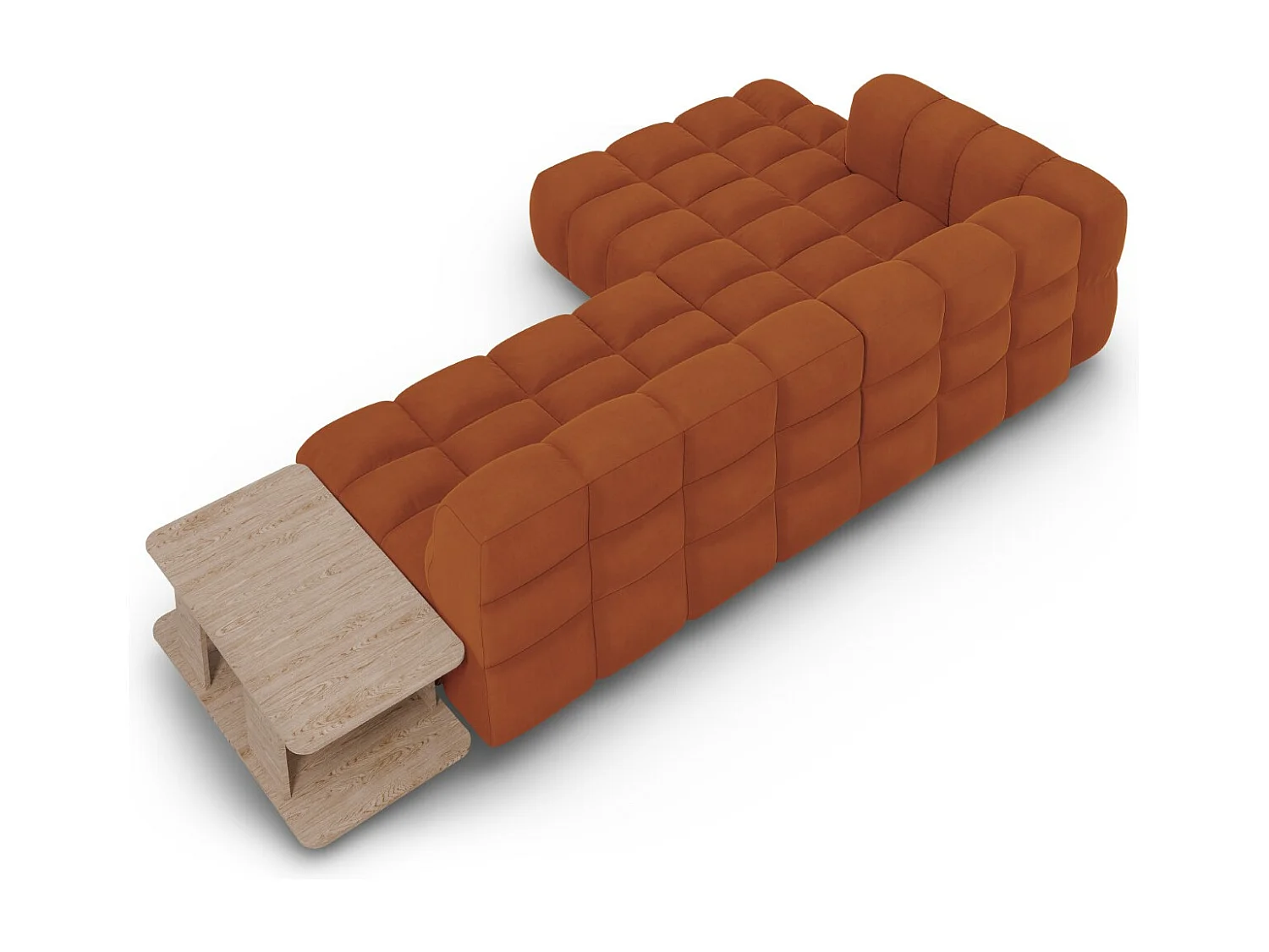 Cosmopolitan Design - Divano angolare modulare sinistro "Sky" 4 posti in velluto terracotta - 297x162x75cm
