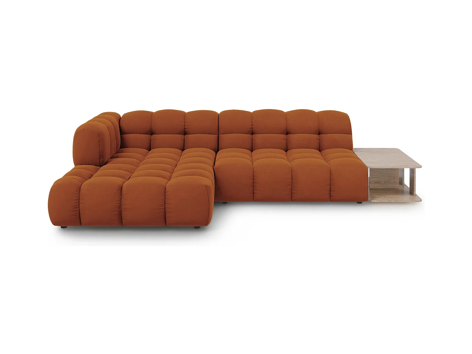 Cosmopolitan Design - Modulaire hoekbank links "Sky" 4 zitplaatsen, Flueel, Terracotta - 297x162x75cm