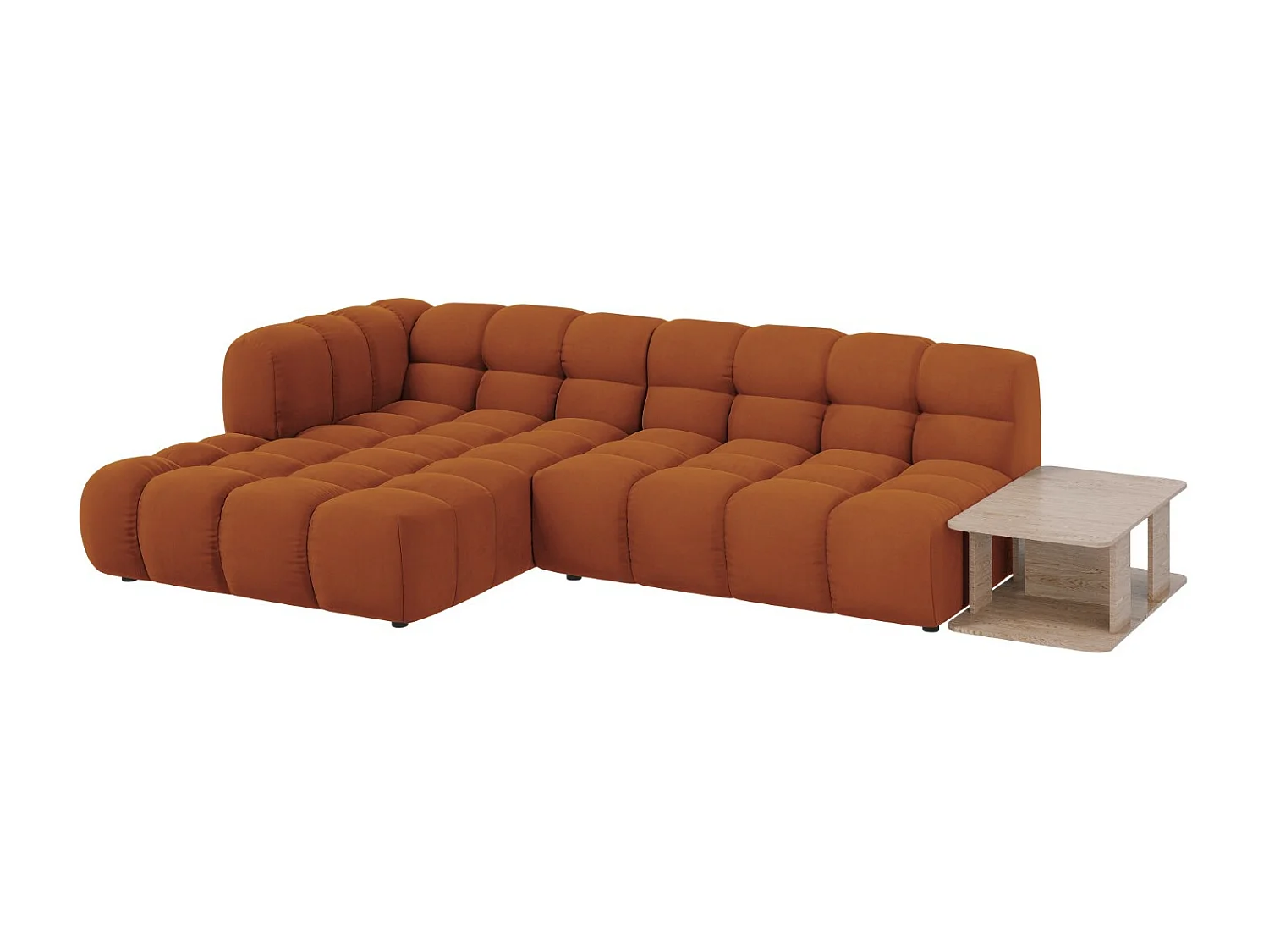 Cosmopolitan Design - Canapé d'angle gauche modulable "Sky" 4 places en velours terracotta - 297x162x75cm