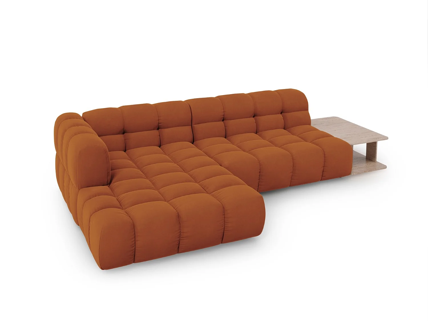 Cosmopolitan Design - Canapé d'angle gauche modulable "Sky" 4 places en velours terracotta - 297x162x75cm
