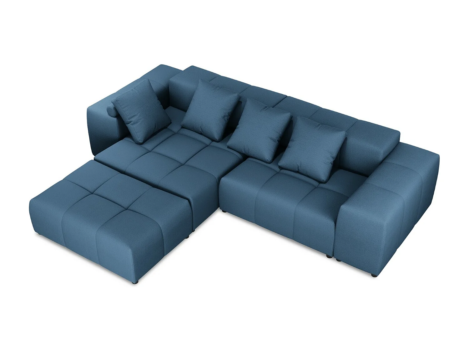 Cosmopolitan Design - Divano angolare modulare reversibile "Rome" 5 posti in tessuto strutturato blu scuro - 320x240x75cm