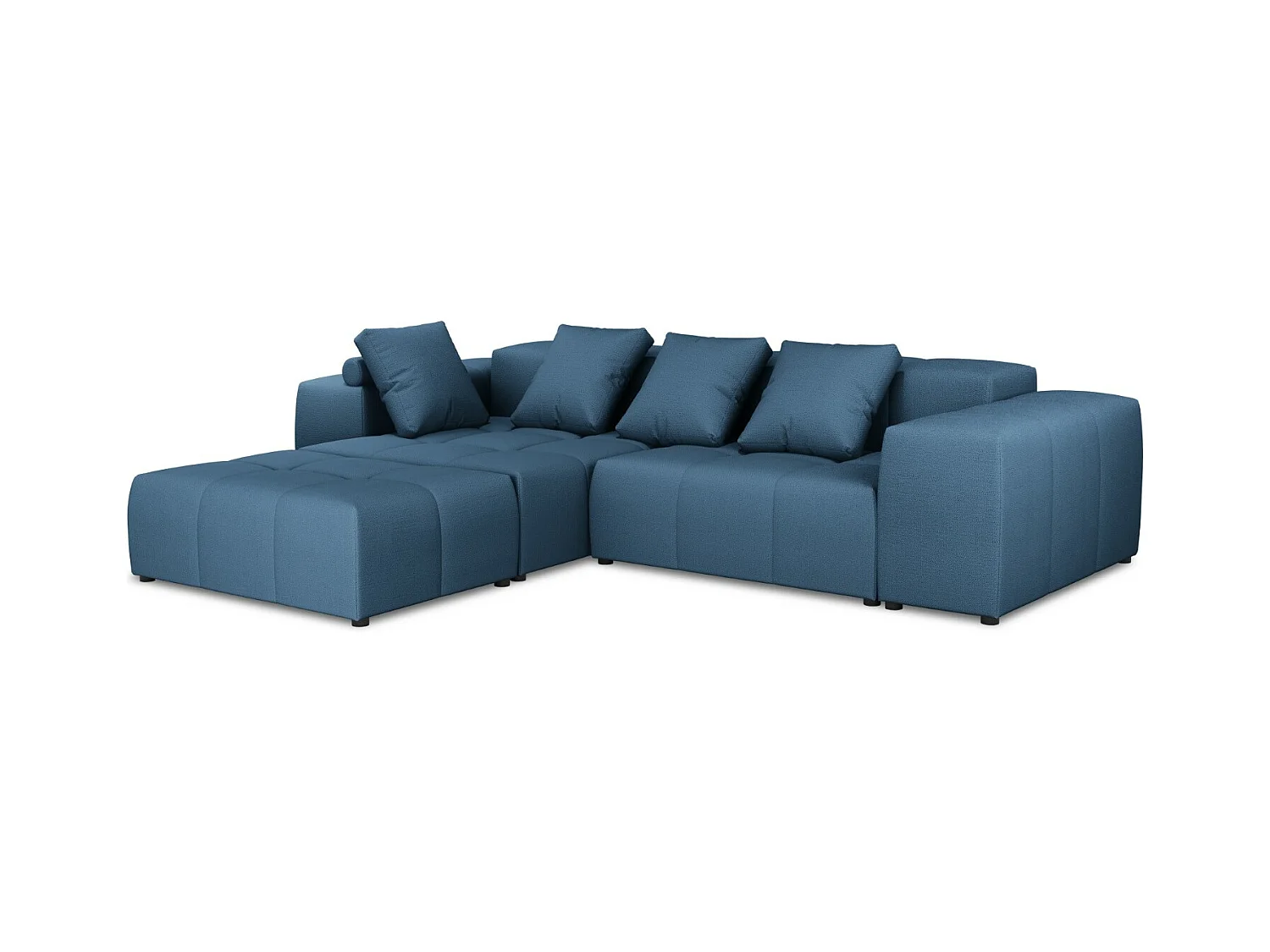 Cosmopolitan Design - Symmetrische modulaire hoekbank "Rome" 5 zitplaatsen, Structurele stof, Donkerblauw - 320x240x75cm