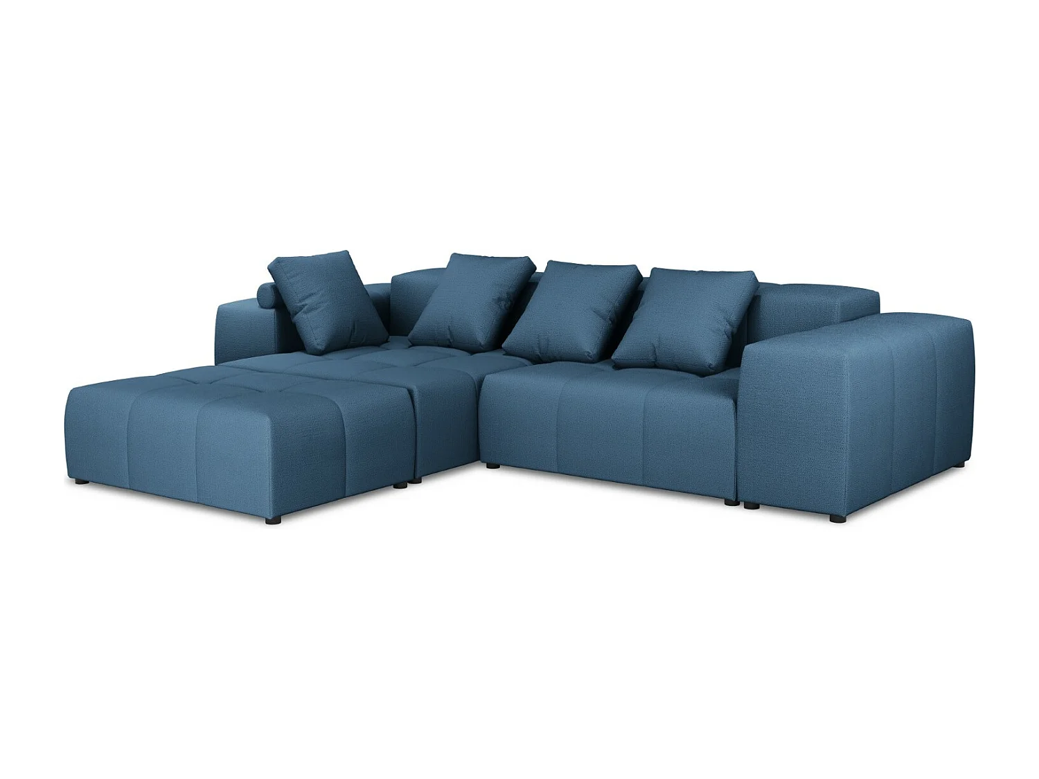 Cosmopolitan Design - Sofá de canto modular simétrico "Rome" 5 lugares em tecido estrutural azul escuro - 320x240x75cm