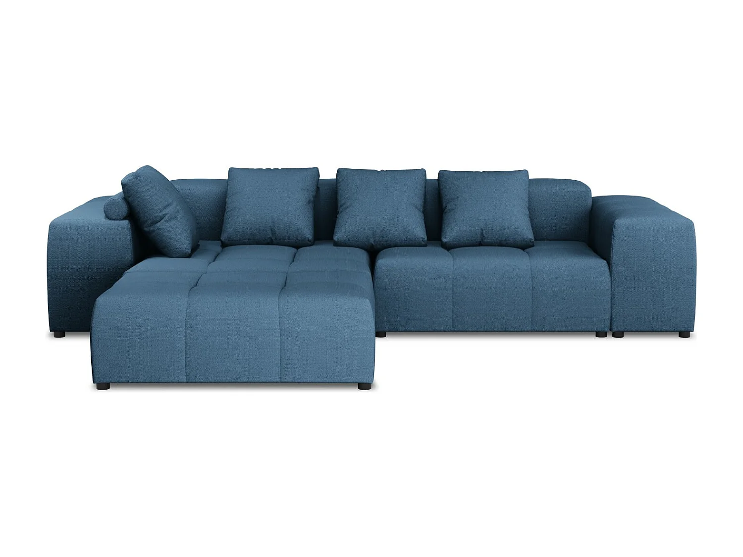 Cosmopolitan Design - Sofá de canto modular simétrico "Rome" 5 lugares em tecido estrutural azul escuro - 320x240x75cm