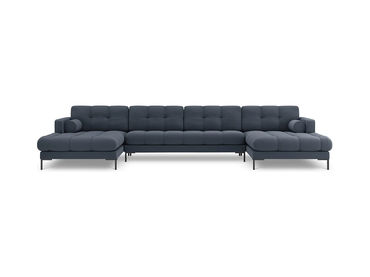 Cosmopolitan Design - Panoramische bank "Bali" 7 zitplaatsen, Structurele stof, Donkerblauw - 383x185x75cm