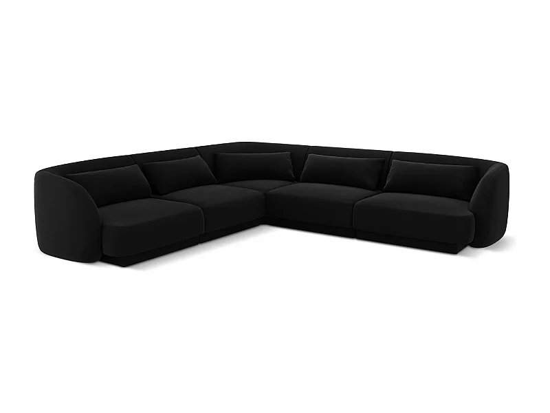 Cosmopolitan Design - Divano angolare reversibile "Tulum" 5 posti in velluto nero - 255x255x70cm