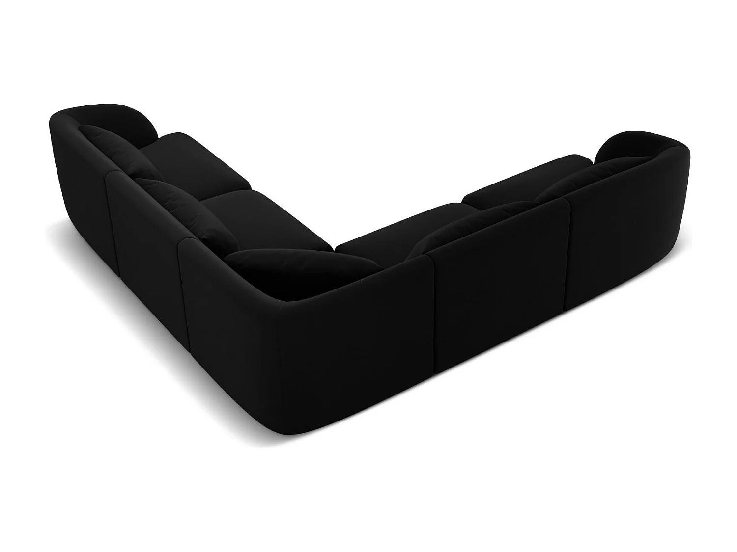 Cosmopolitan Design - Symmetrische hoekbank "Tulum" 5 zitplaatsen, Flueel, Zwart - 255x255x70cm