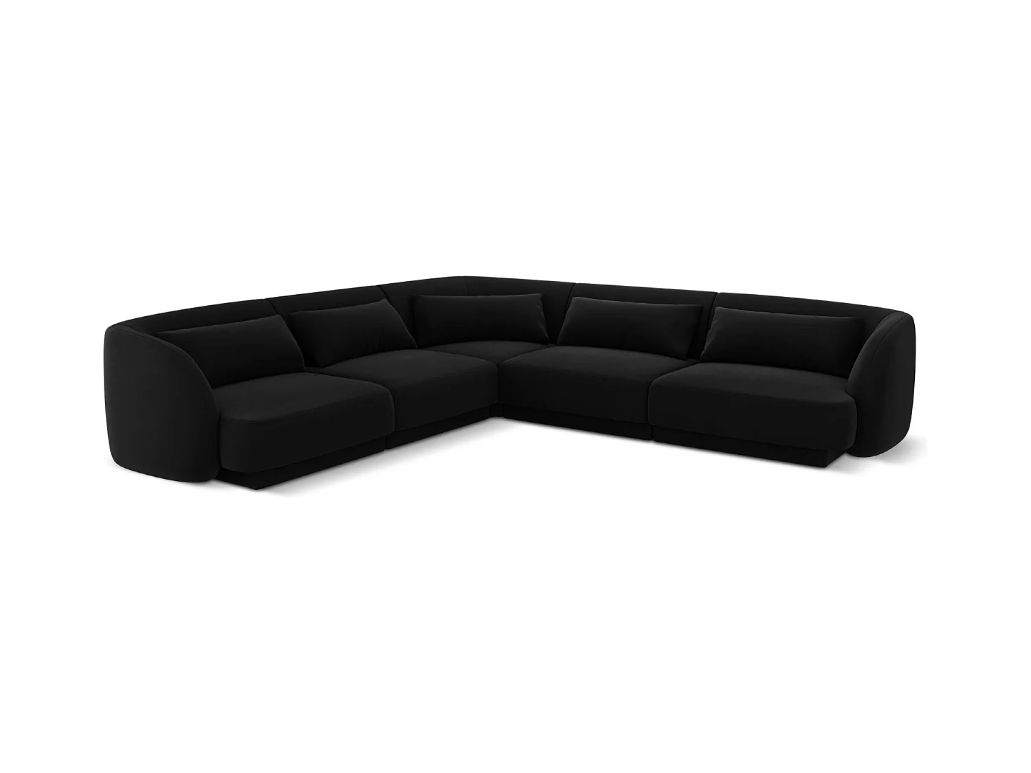 Cosmopolitan Design - Canapé d'angle symétrique "Tulum" 5 places en velours noir - 255x255x70cm