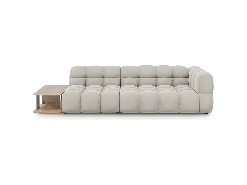 Cosmopolitan Design - 4-Sitzer modulares Sofa links "Sky" aus Samt leichtes beige - 297x102x75cm