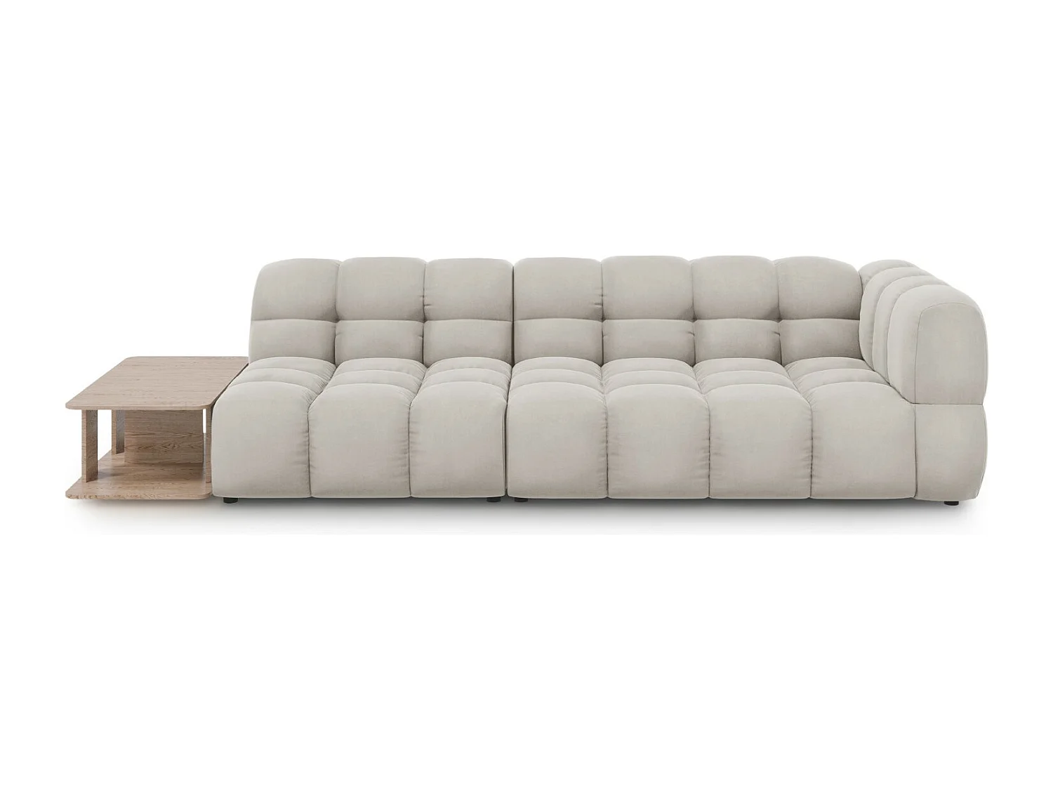 Cosmopolitan Design - Sofa modułowa bok lewy, "Sky" 4 miejsca welur, beż jasny - 297x102x75cm