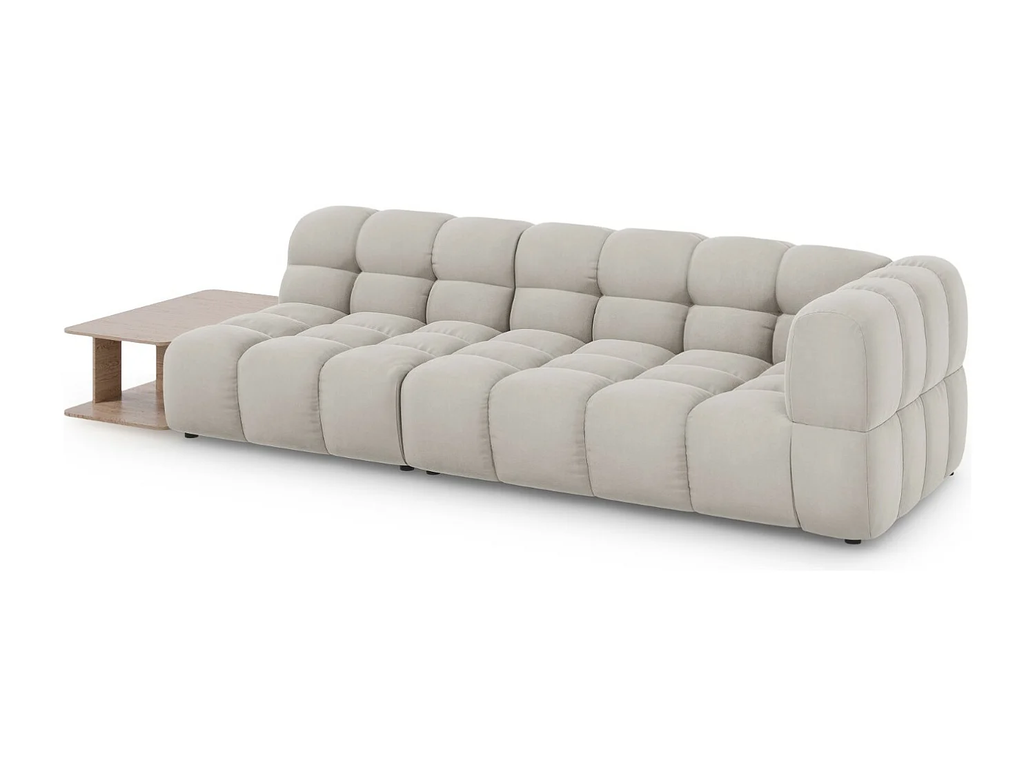 Cosmopolitan Design - Sofa modułowa bok lewy, "Sky" 4 miejsca welur, beż jasny - 297x102x75cm
