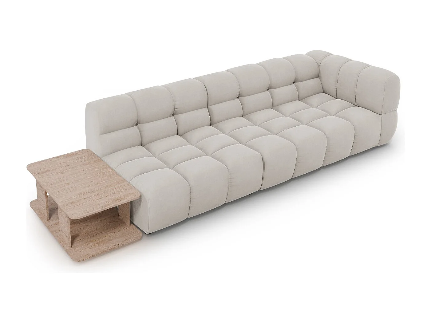 Cosmopolitan Design - Sofa modułowa bok lewy, "Sky" 4 miejsca welur, beż jasny - 297x102x75cm