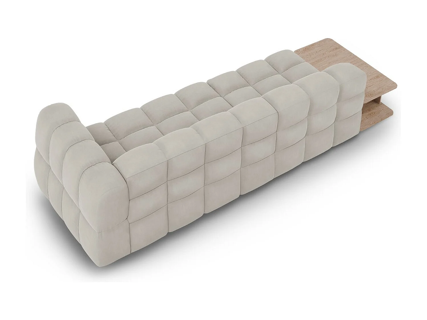 Cosmopolitan Design - Sofa modułowa bok lewy, "Sky" 4 miejsca welur, beż jasny - 297x102x75cm