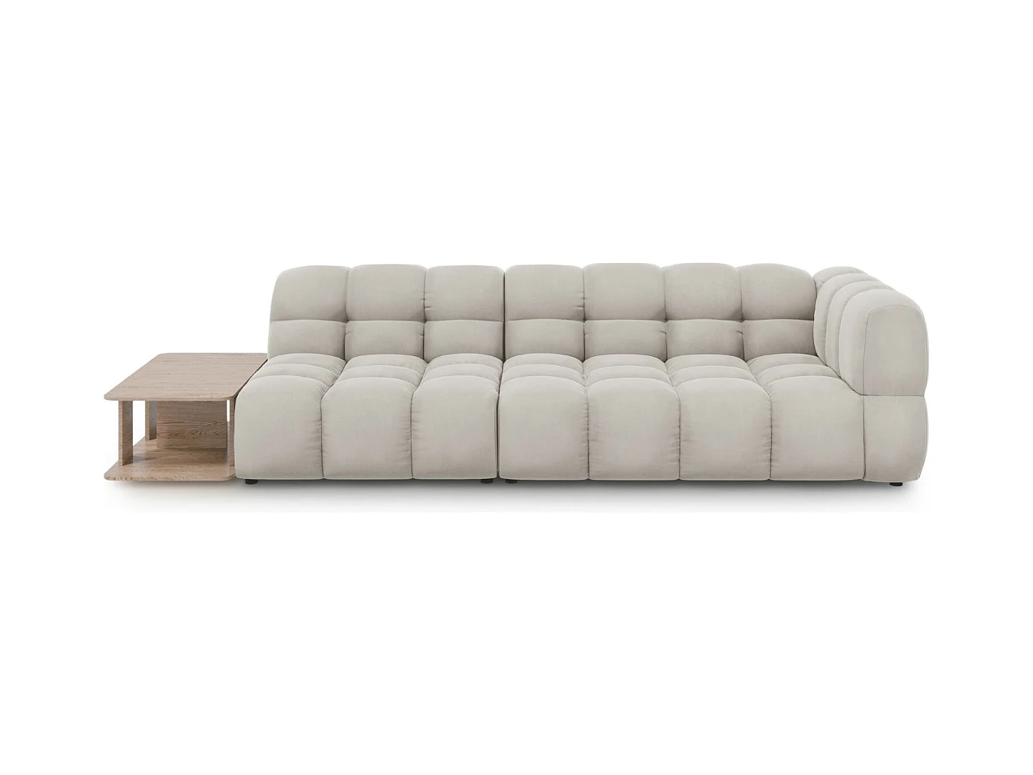 Cosmopolitan Design - Linker modulaire bank "Sky" 4 zitplaatsen, Flueel, Lichtbeige - 297x102x75cm