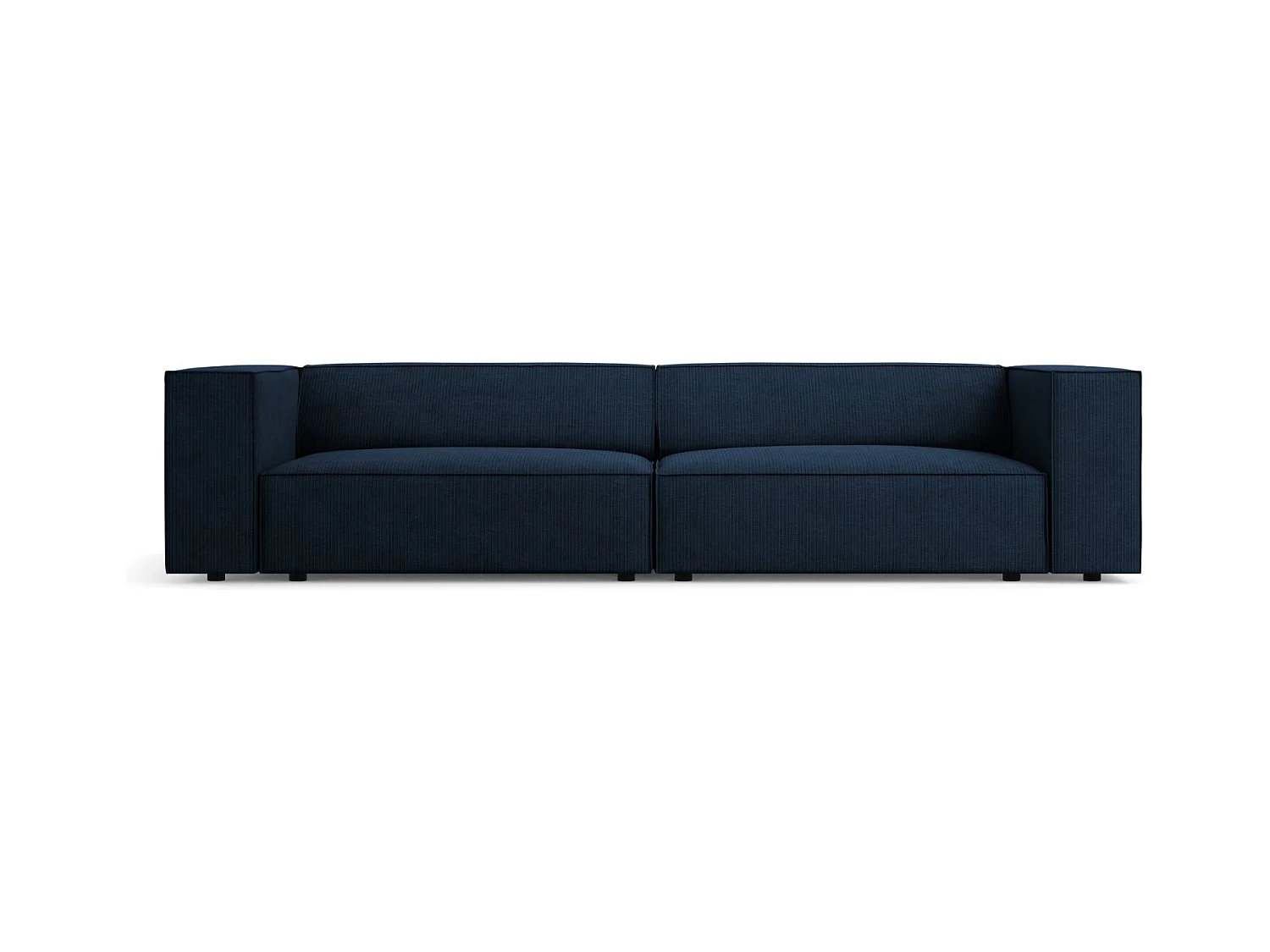 Cosmopolitan Design - Bank "Arendal" 4 zitplaatsen, Chenille met ribbeleffect, Koningsblauw - 244x102x70cm