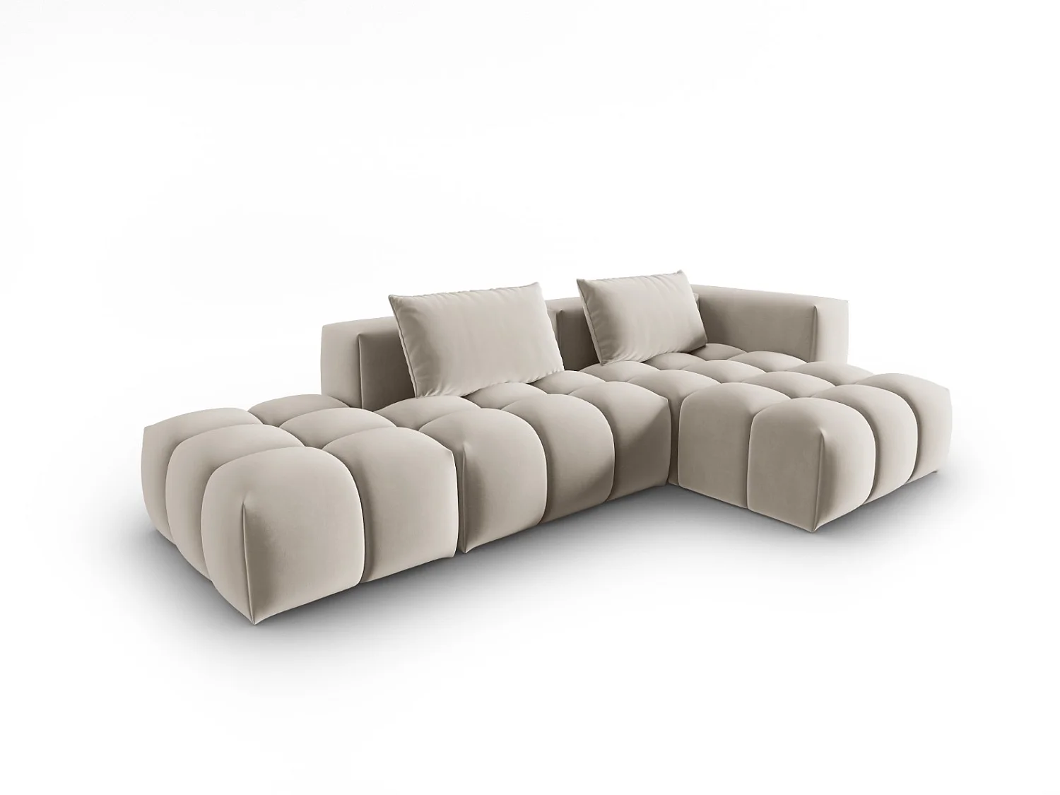 CXL by Christian Lacroix - 4-Sitzer modulares Ecksofa rechts "Lorella" Sitzer aus Samt Ecru - 265x145x70cm