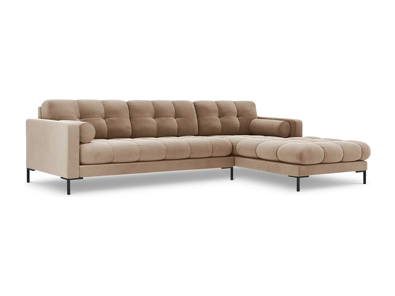 Cosmopolitan Design - Rechter hoekbank "Bali" 5 zitplaatsen, Flueel, Beige - 293x185x75cm