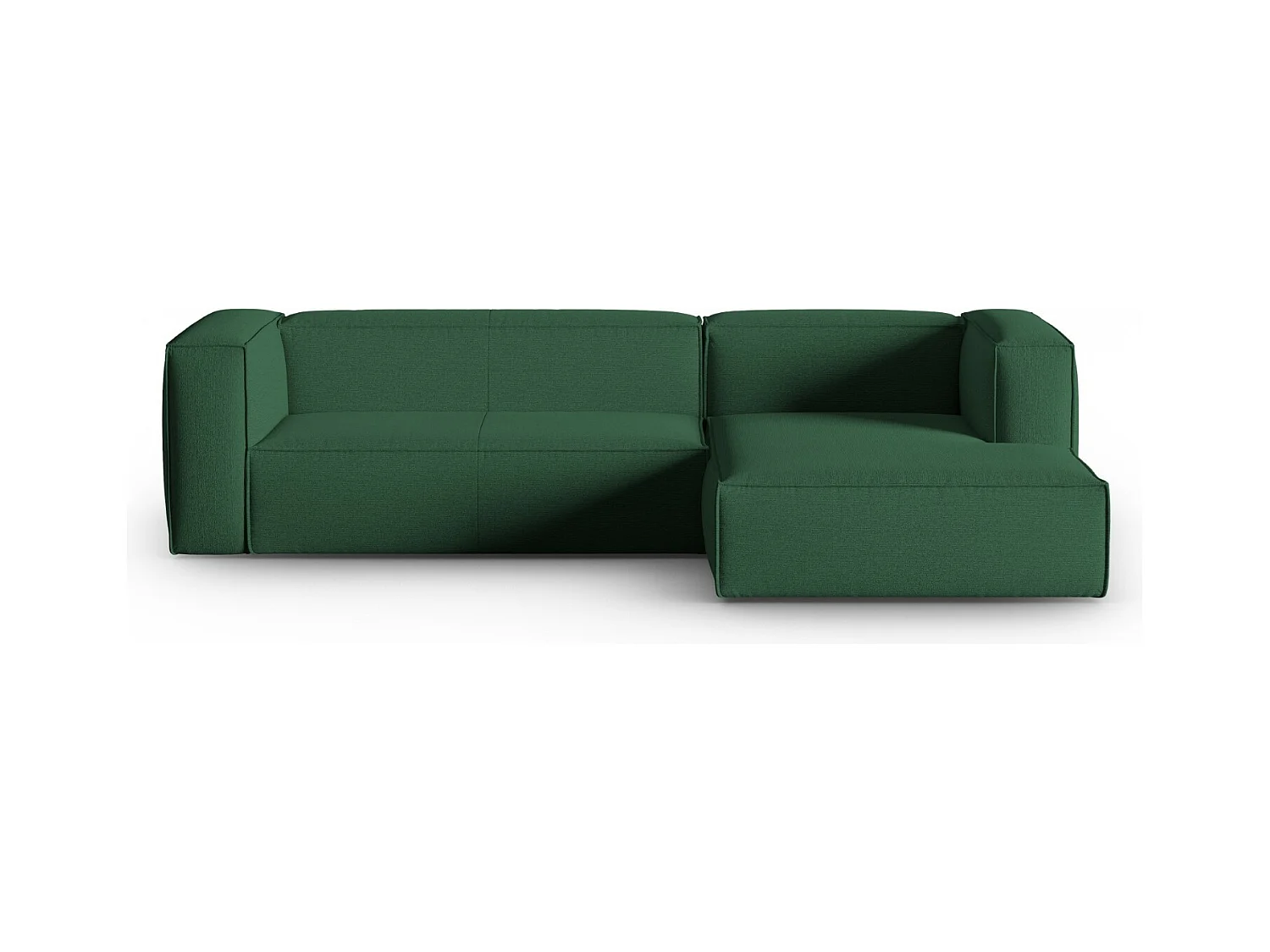 Cosmopolitan Design - Canapé d'angle droit "Mackay" 4 places en velours structuré vert - 282x166x73cm