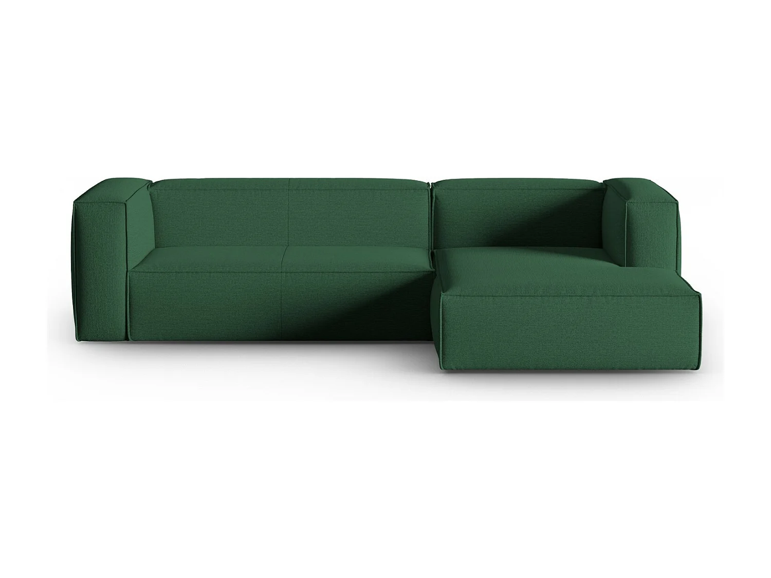 Cosmopolitan Design - Sofá de canto direito "Mackay" 4 lugares em veludo estruturado verde - 282x166x73cm
