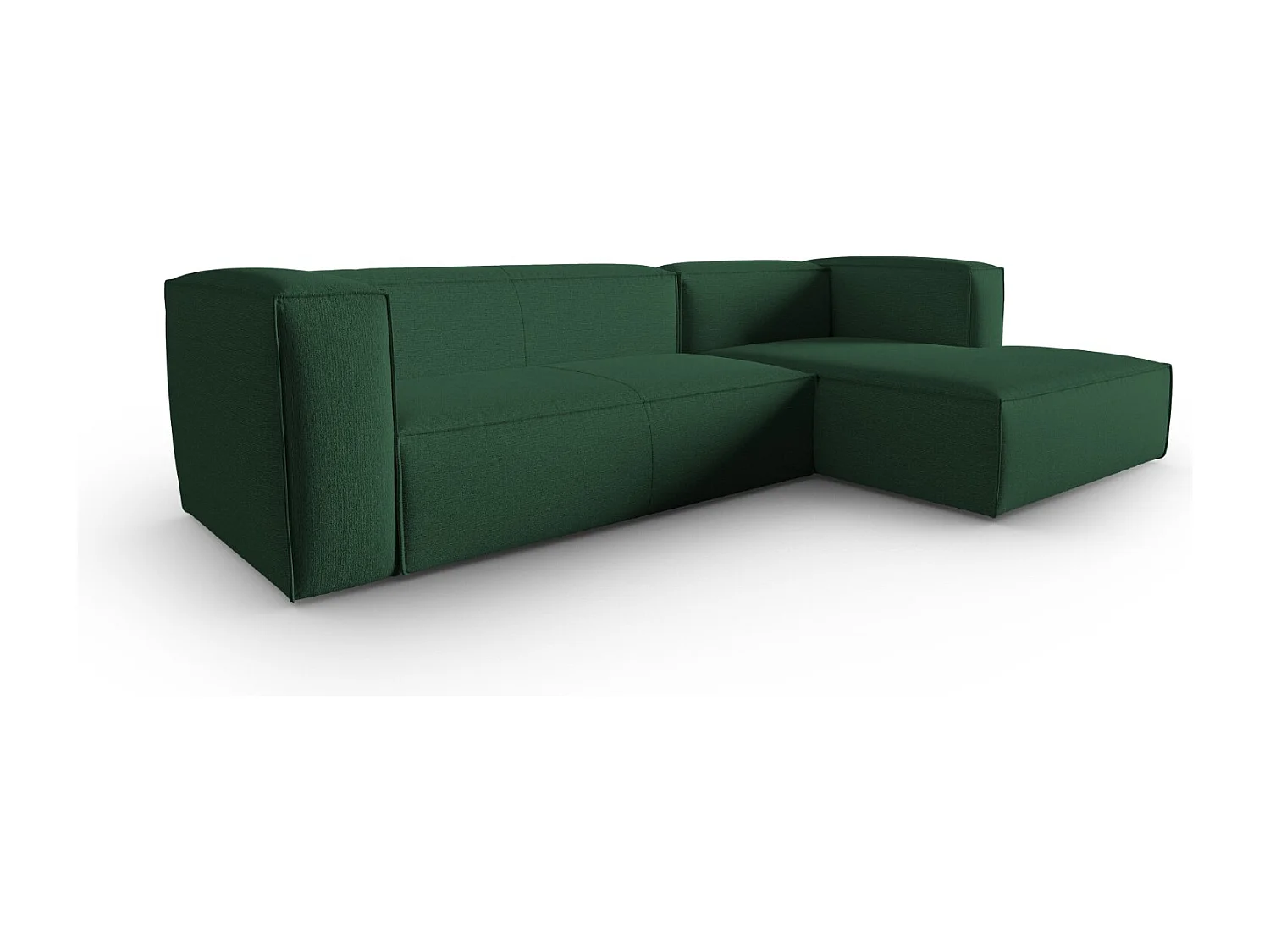 Cosmopolitan Design - Sofá de canto direito "Mackay" 4 lugares em veludo estruturado verde - 282x166x73cm