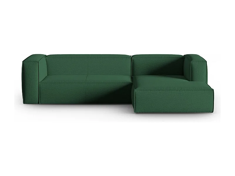 Cosmopolitan Design - Sofá de canto direito "Mackay" 4 lugares em veludo estruturado verde - 282x166x73cm
