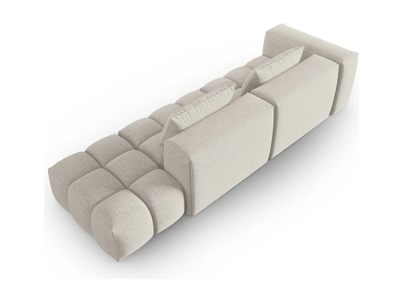 CXL by Christian Lacroix - Rechte modulaire bank "Lorella" 3 zitplaatsen, Structurele stof, Beige - 265x85x70cm