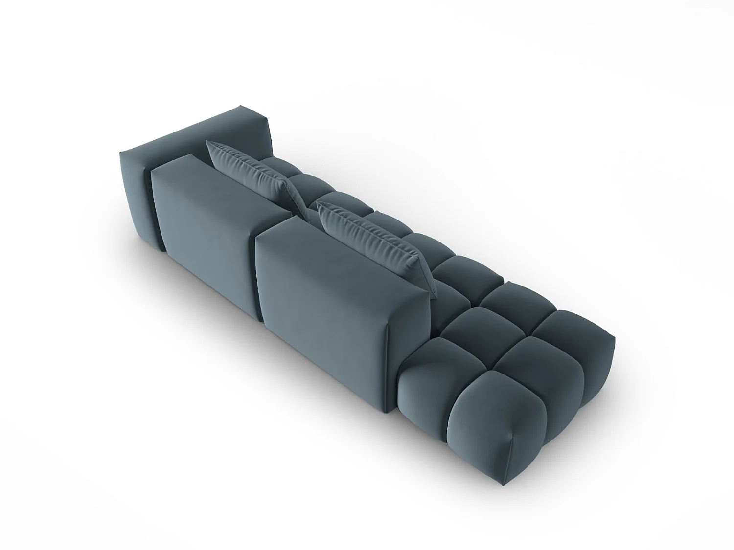 CXL by Christian Lacroix - Canapé modulable gauche "Lorella" 3 places en velours bleu pastel - 265x85x70cm