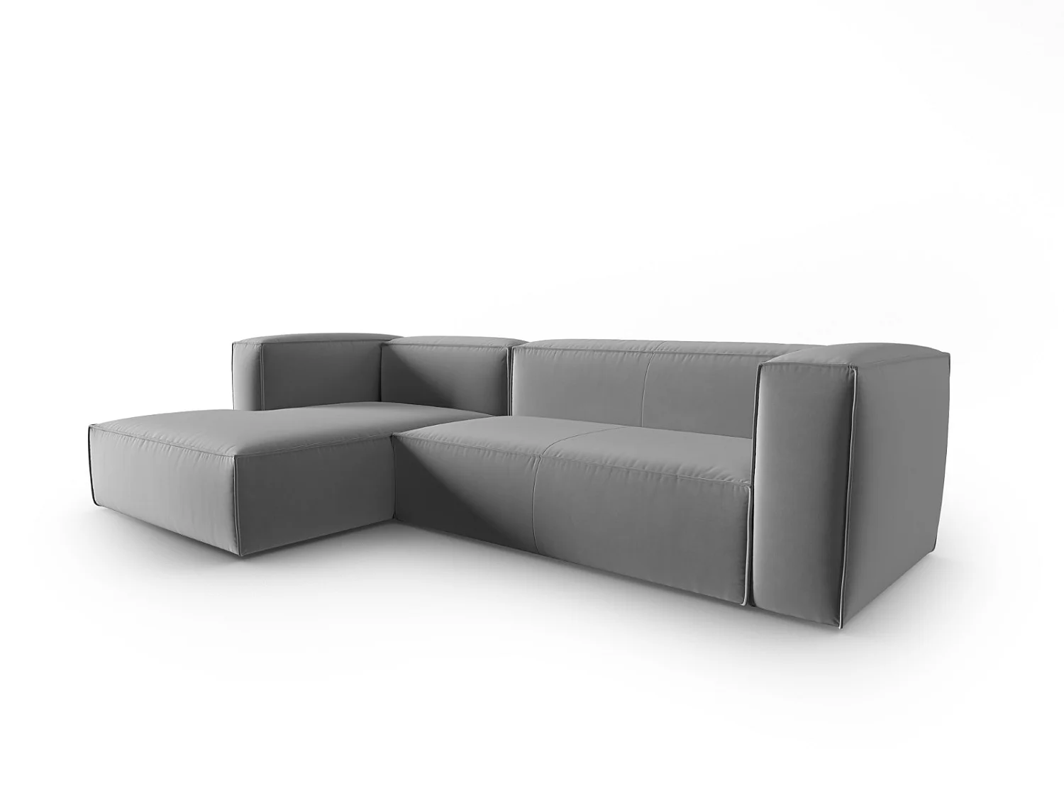 Cosmopolitan Design - 4-Sitzer Ecksofa links "Mackay" aus Samt hellgrau - 282x166x73cm