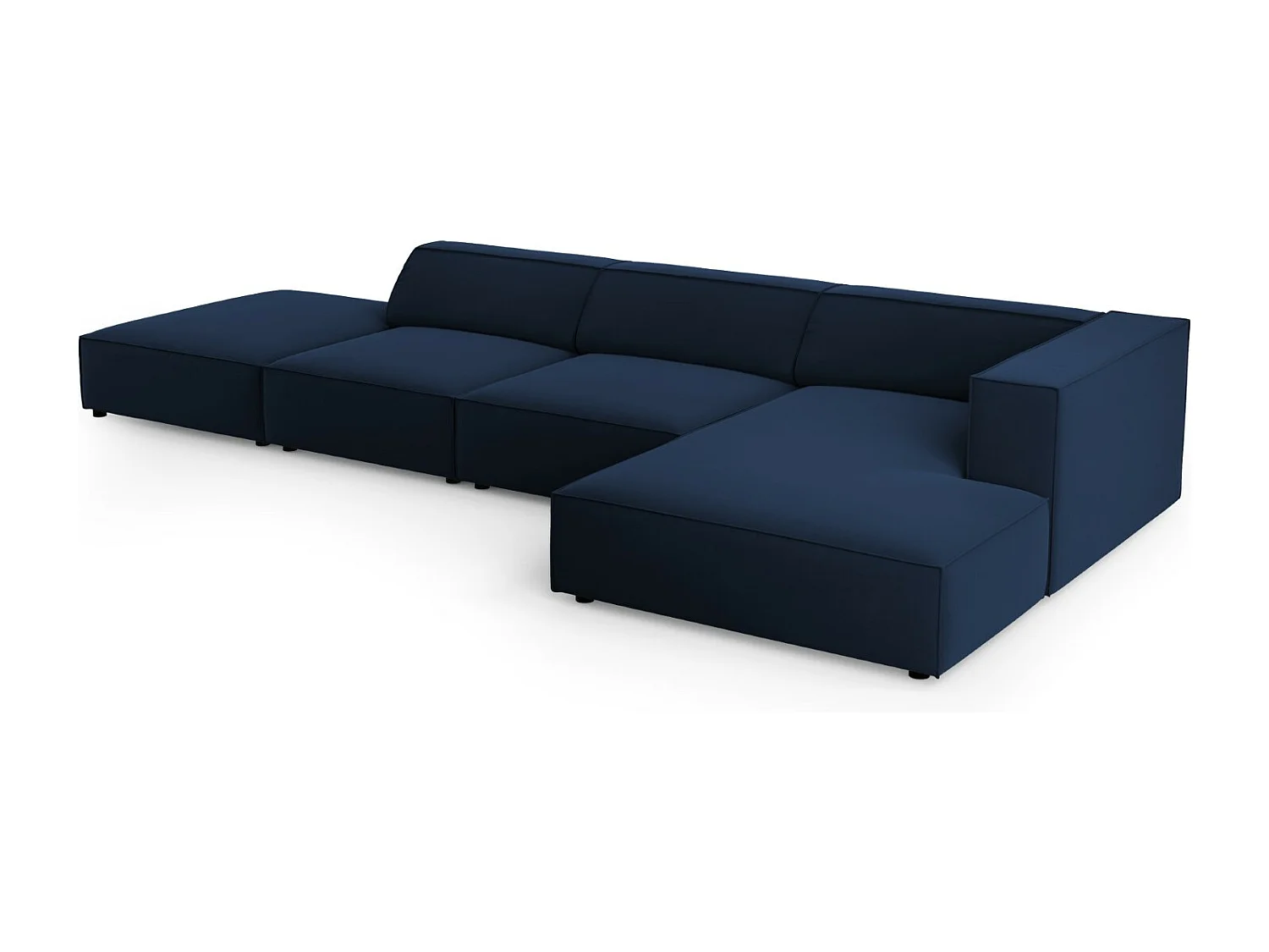 Cosmopolitan Design - Sofá esquinero derecho "Arendal" 5 plazas de terciopelo azul regio - 341x166x70cm
