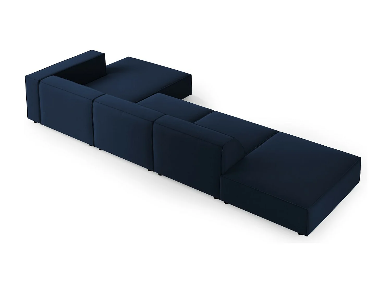 Cosmopolitan Design - Canapé d'angle droit "Arendal" 5 places en velours bleu roi - 341x166x70cm