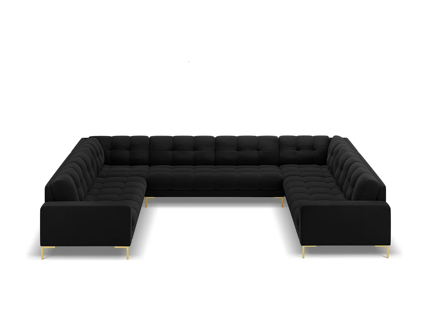 Cosmopolitan Design - Divano panoramico "Bali" 9 posti in velluto nero - 327x256x75cm