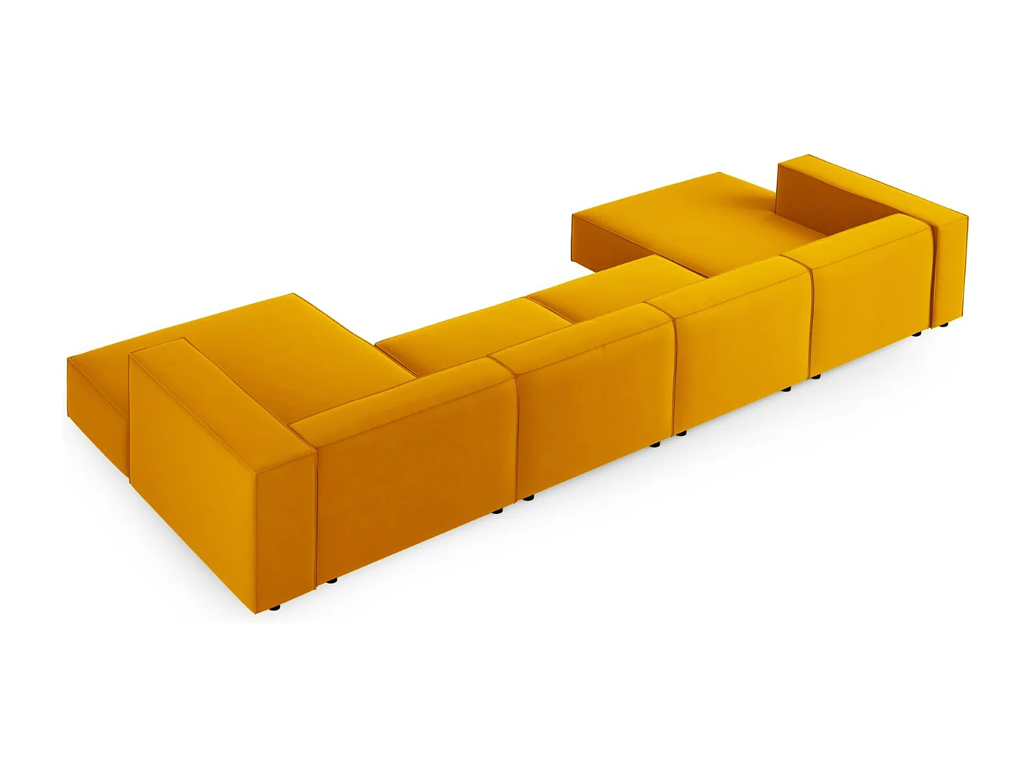 Cosmopolitan Design - Canapé panoramique "Arendal" 6 places en velours jaune - 364x166x70cm