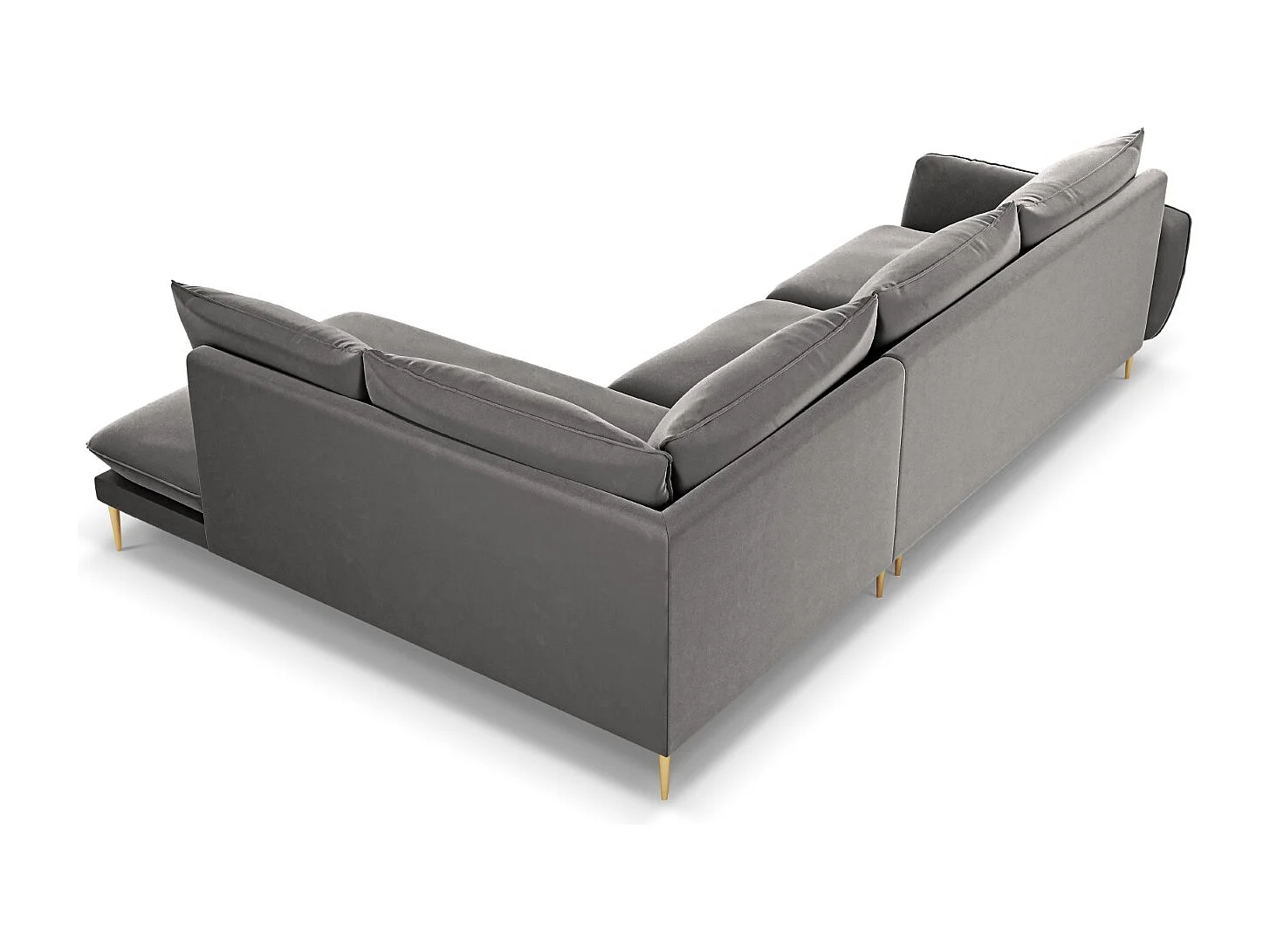 Cosmopolitan Design - Canapé d'angle droit "Vienna" 6 places en velours gris clair - 275x185x95cm