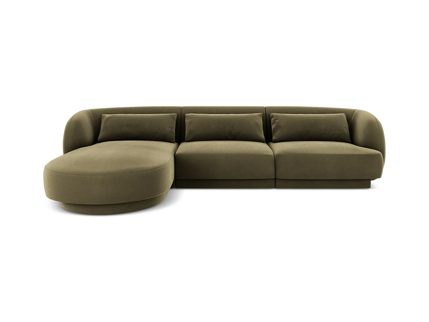 Cosmopolitan Design - Canapé d'angle gauche "Tulum" 4 places en velours vert - 255x156x70cm