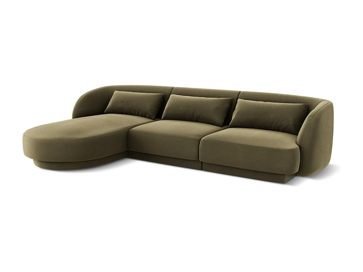 Cosmopolitan Design - Canapé d'angle gauche "Tulum" 4 places en velours vert - 255x156x70cm