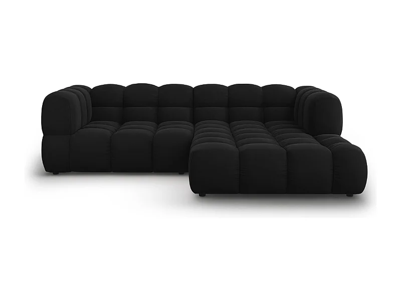 Cosmopolitan Design - Sofá esquinero modular derecho "Sky" 3 plazas de terciopelo negro - 244x162x75cm