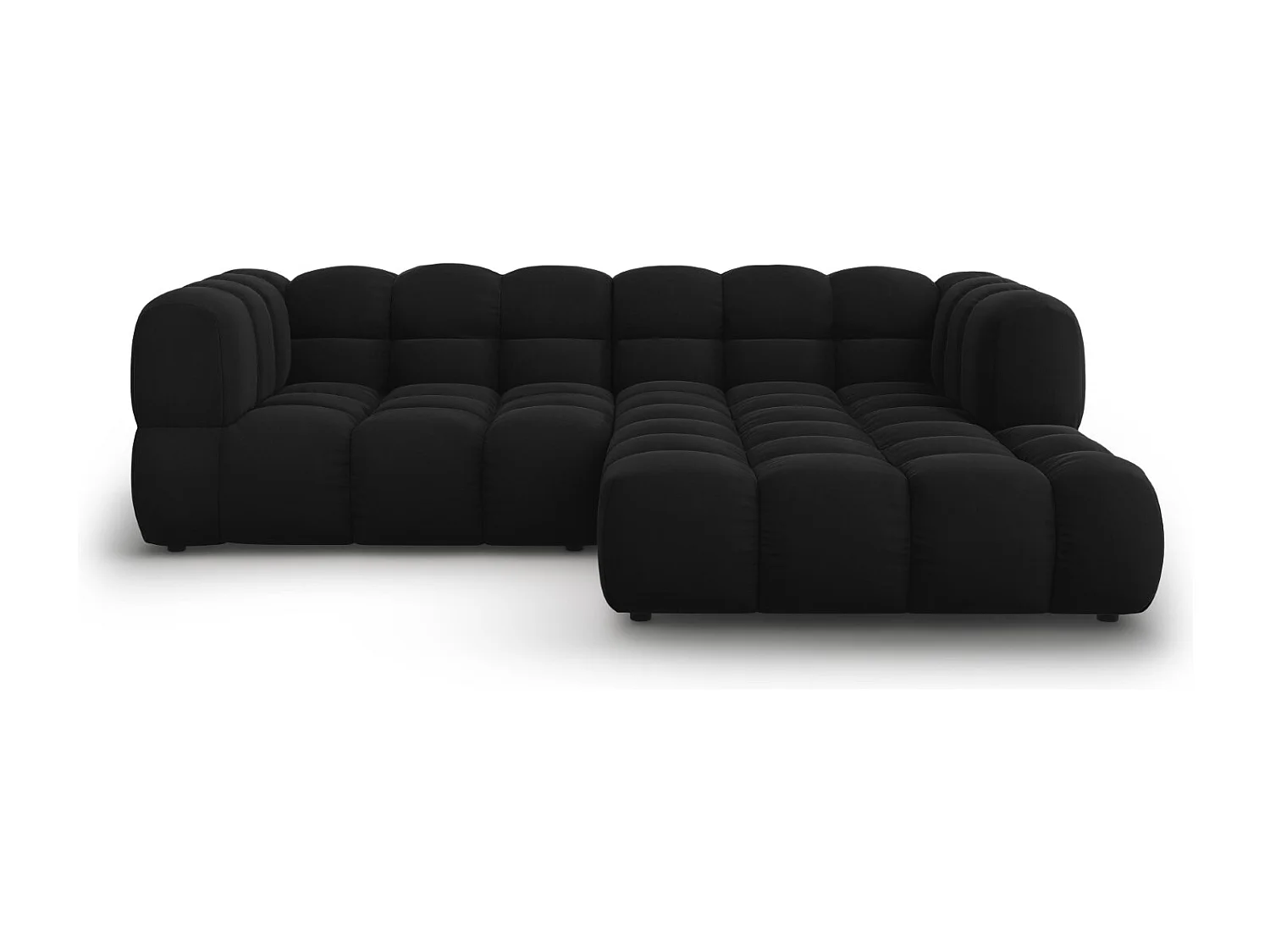 Cosmopolitan Design - Sofá esquinero modular derecho "Sky" 3 plazas de terciopelo negro - 244x162x75cm