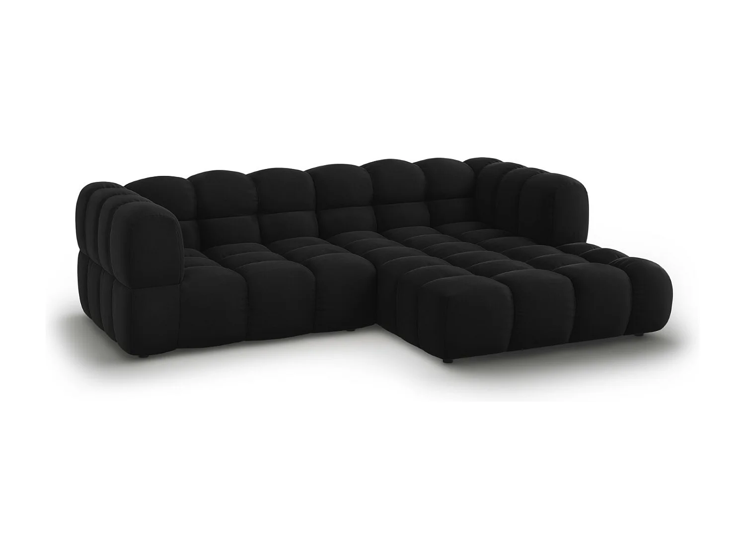 Cosmopolitan Design - Sofá esquinero modular derecho "Sky" 3 plazas de terciopelo negro - 244x162x75cm