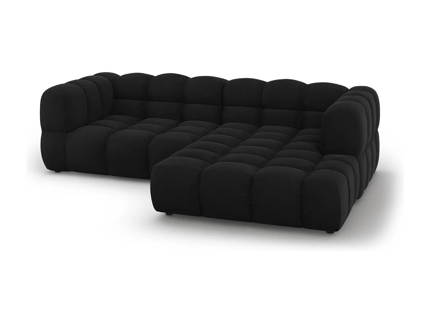Cosmopolitan Design - Sofá esquinero modular derecho "Sky" 3 plazas de terciopelo negro - 244x162x75cm
