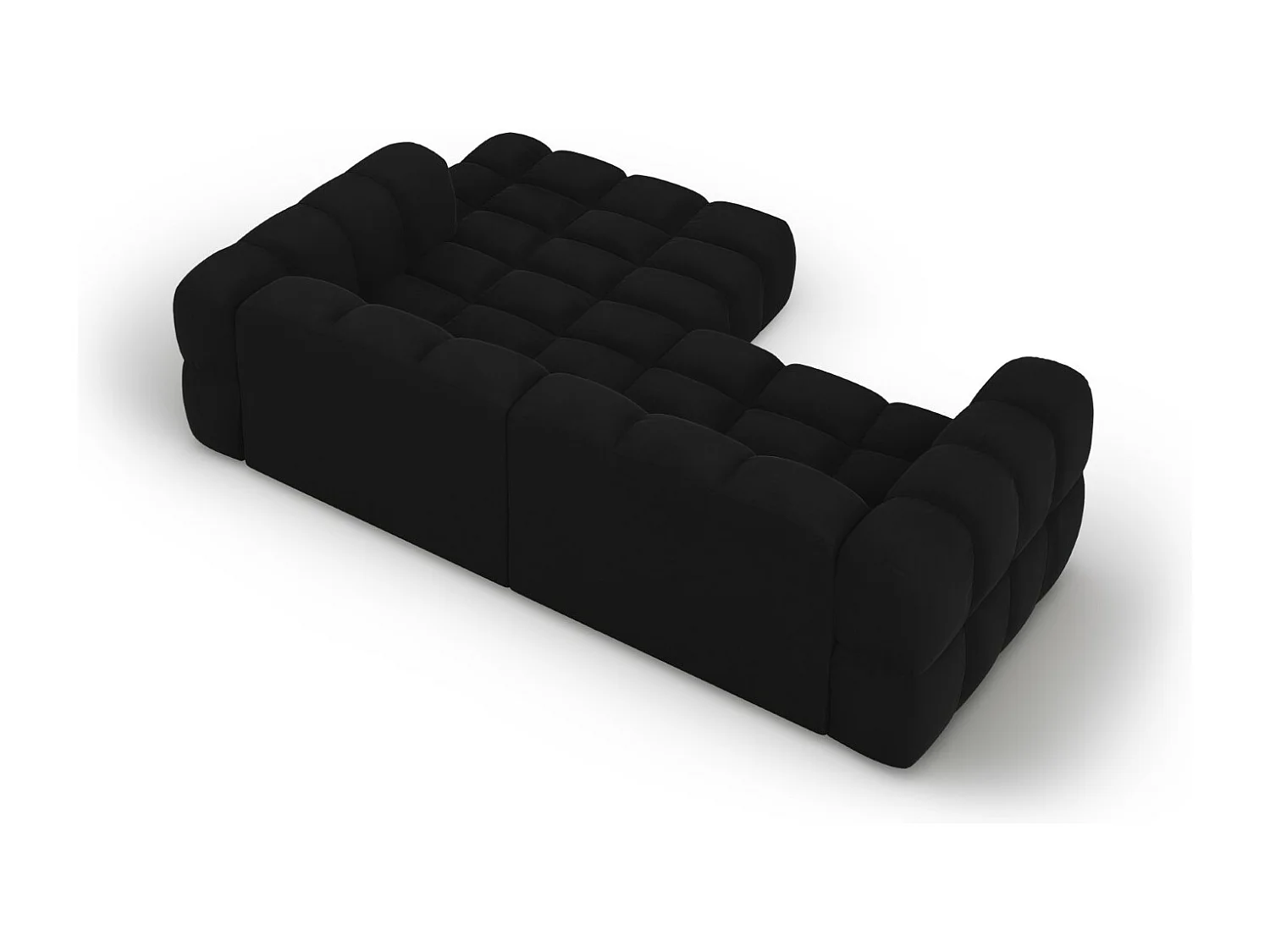 Cosmopolitan Design - Sofá esquinero modular derecho "Sky" 3 plazas de terciopelo negro - 244x162x75cm