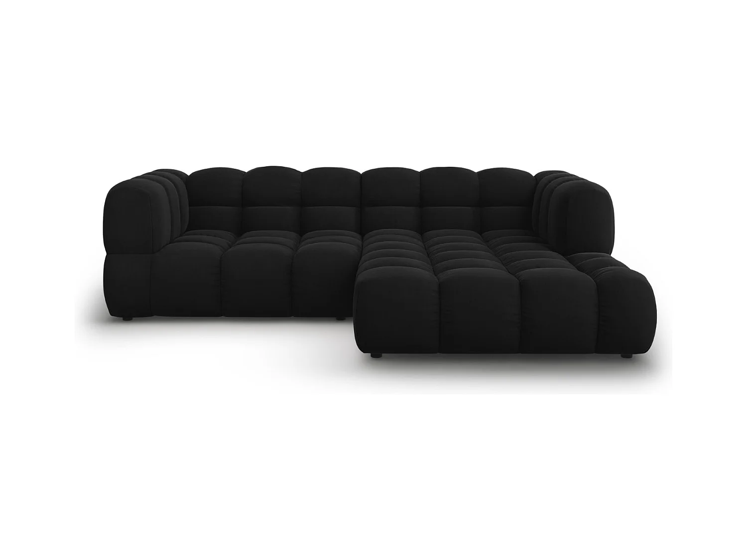Cosmopolitan Design - Canapé d'angle droit modulable "Sky" 3 places en velours noir - 244x162x75cm
