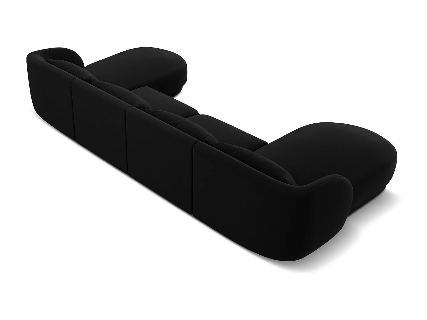 Cosmopolitan Design - Canapé panoramique "Tulum" 5 places en velours noir - 330x156x70cm