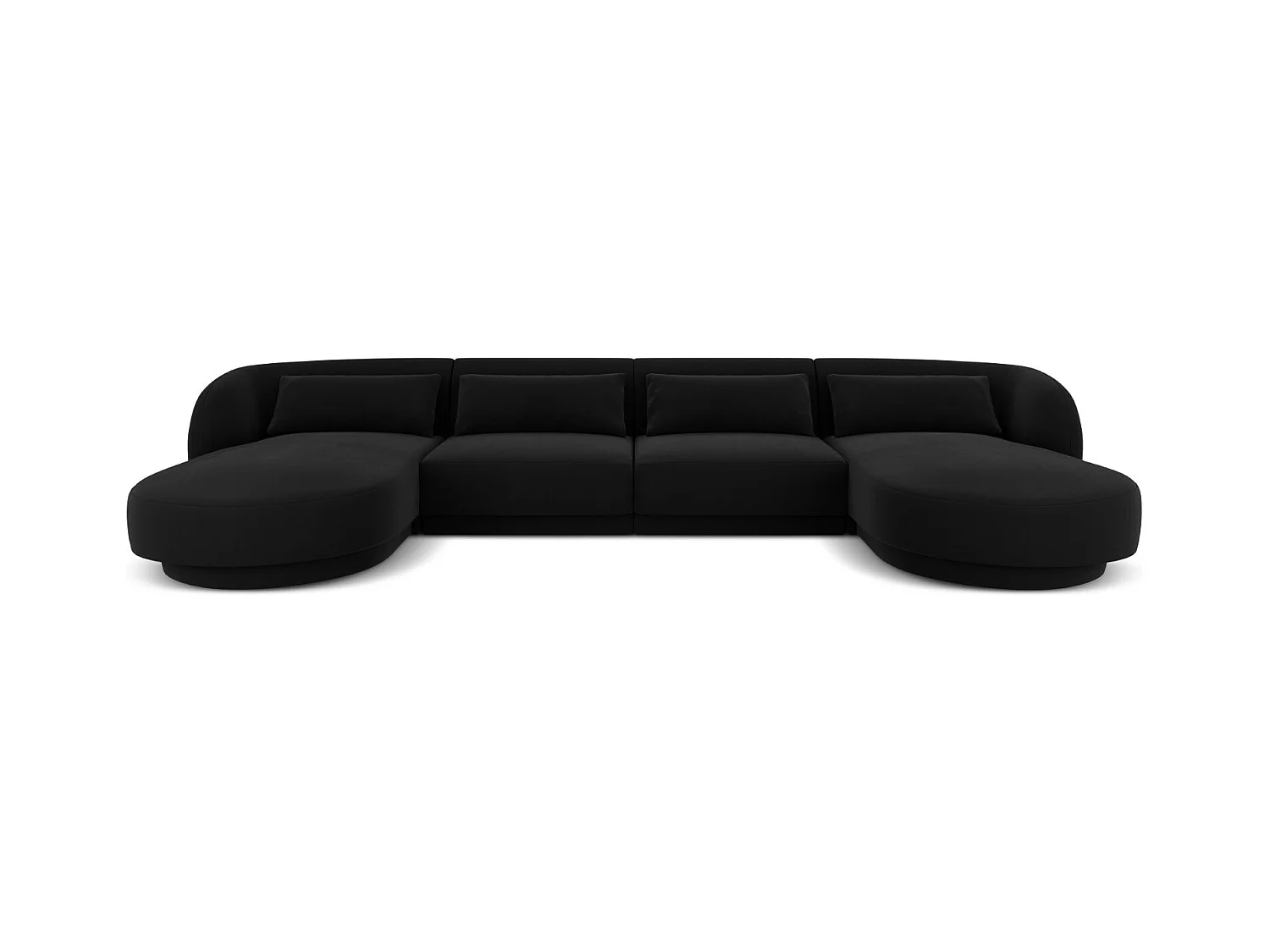 Cosmopolitan Design - Panoramische bank "Tulum" 5 zitplaatsen, Flueel, Zwart - 330x156x70cm