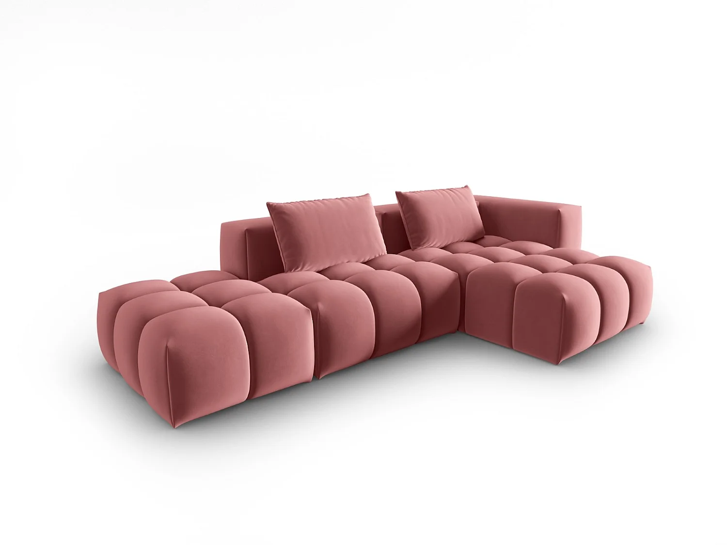 CXL by Christian Lacroix - Canapé d'angle droit modulable "Lorella" 4 places en velours saumon - 265x145x70cm